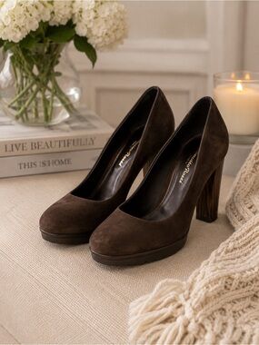 Gianvito Rossi Dark Brown Suede Heels